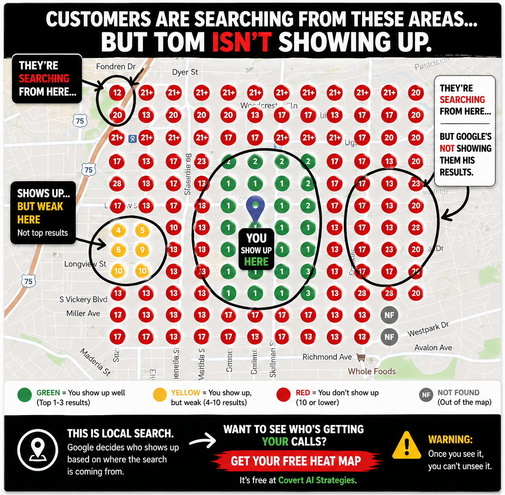 Local heat map showing where customers are searching and where they are calling someone else